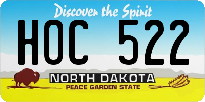 ND license plate HOC522