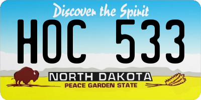 ND license plate HOC533