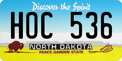 ND license plate HOC536