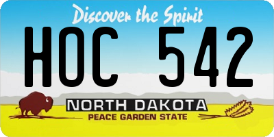 ND license plate HOC542