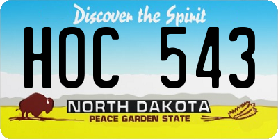 ND license plate HOC543