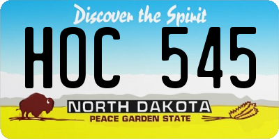 ND license plate HOC545