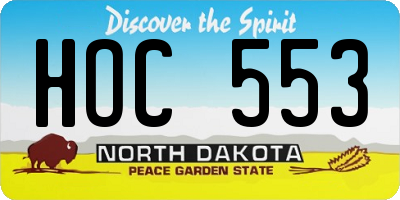 ND license plate HOC553