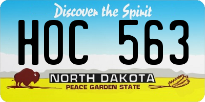 ND license plate HOC563