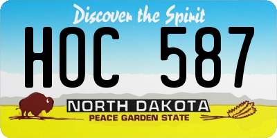 ND license plate HOC587