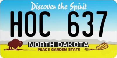 ND license plate HOC637