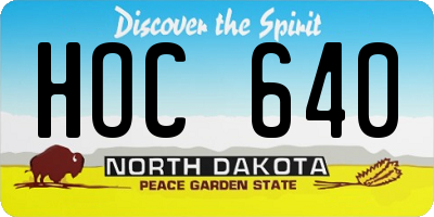 ND license plate HOC640