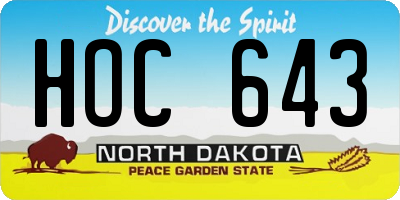ND license plate HOC643