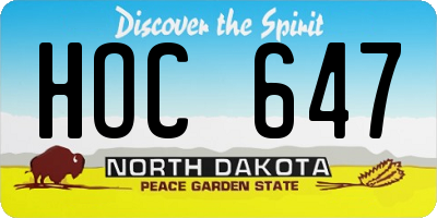 ND license plate HOC647