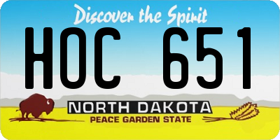 ND license plate HOC651