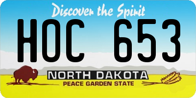 ND license plate HOC653
