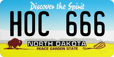 ND license plate HOC666