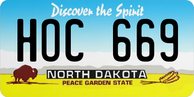 ND license plate HOC669