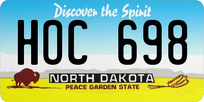 ND license plate HOC698