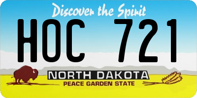 ND license plate HOC721