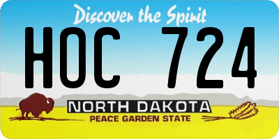 ND license plate HOC724