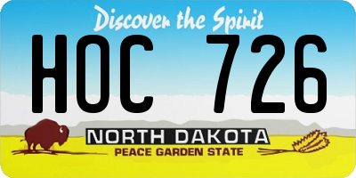 ND license plate HOC726