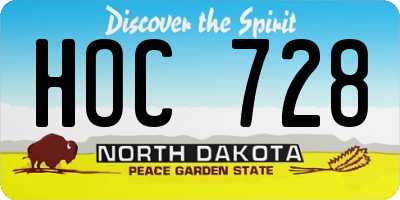 ND license plate HOC728