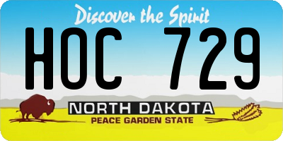 ND license plate HOC729