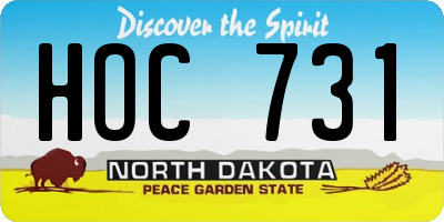 ND license plate HOC731