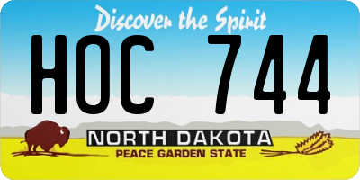 ND license plate HOC744