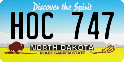 ND license plate HOC747