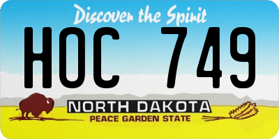 ND license plate HOC749