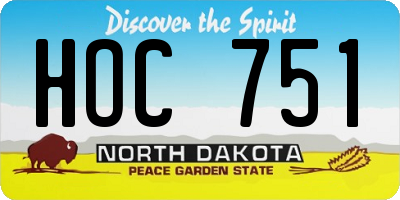 ND license plate HOC751