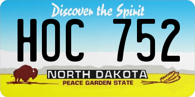 ND license plate HOC752