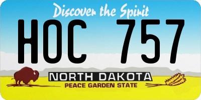 ND license plate HOC757