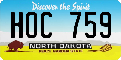 ND license plate HOC759