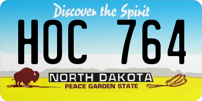 ND license plate HOC764
