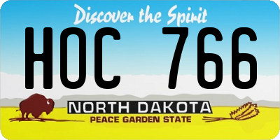 ND license plate HOC766
