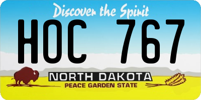 ND license plate HOC767