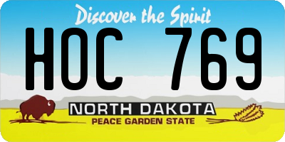 ND license plate HOC769