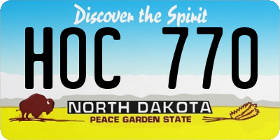 ND license plate HOC770