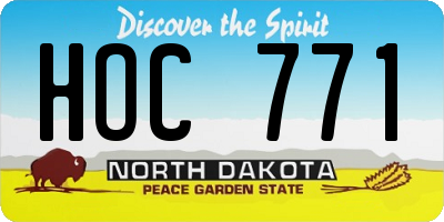 ND license plate HOC771