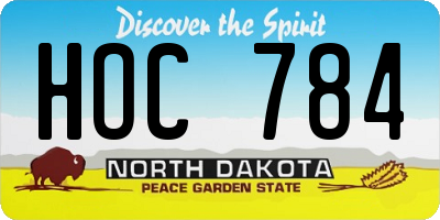 ND license plate HOC784