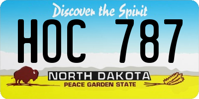 ND license plate HOC787