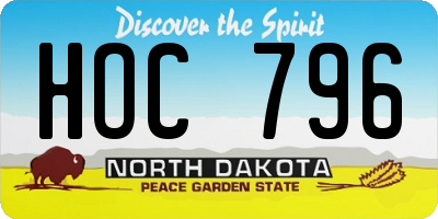 ND license plate HOC796