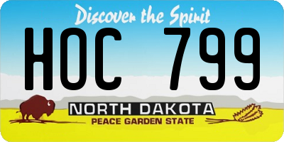 ND license plate HOC799