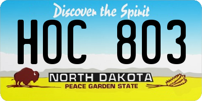 ND license plate HOC803