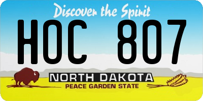 ND license plate HOC807