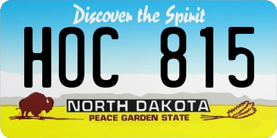 ND license plate HOC815