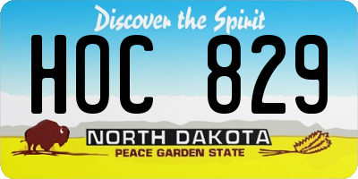 ND license plate HOC829