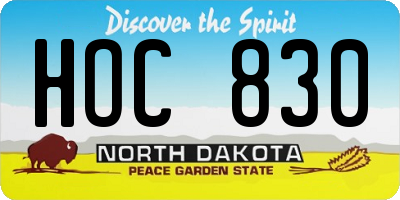 ND license plate HOC830
