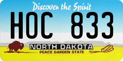 ND license plate HOC833