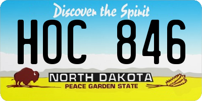 ND license plate HOC846