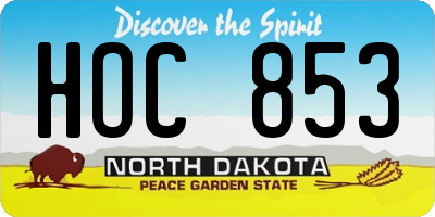 ND license plate HOC853