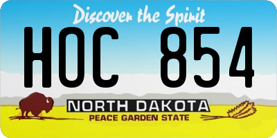 ND license plate HOC854